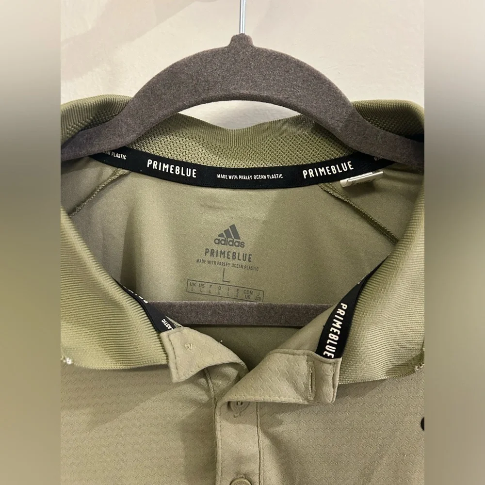 Adidas Primeblue Polo Mens Large Green Short Sleeve Golf Performance